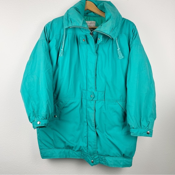 Vintage 80s Turquoise Ski Snow Jacket - Picture 1 of 6